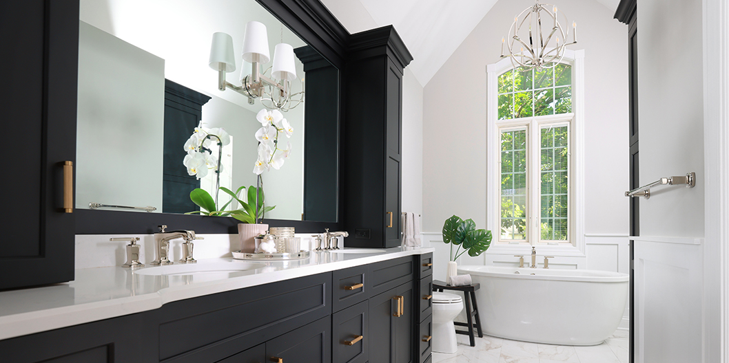 Black and white bathroom remodel by Normandy Remodeling
